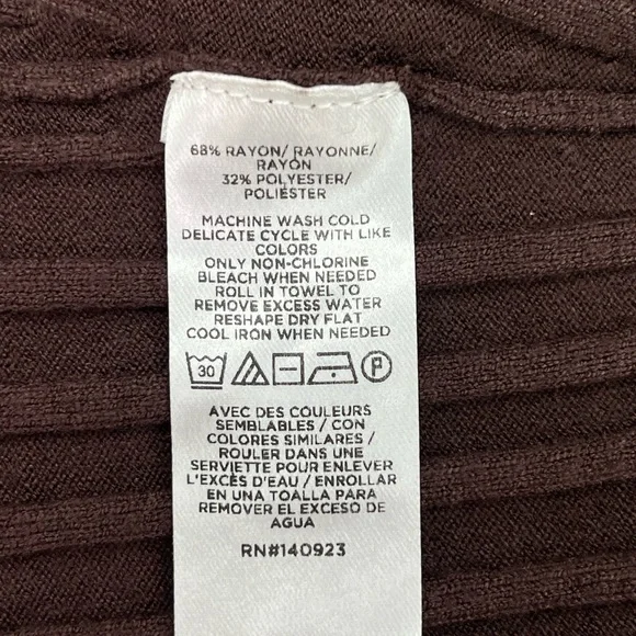 LOFT Chocolate Brown Ribbed Collared Polo Long Sleeve Knit Midi Dress M Medium - Picture 10 of 10